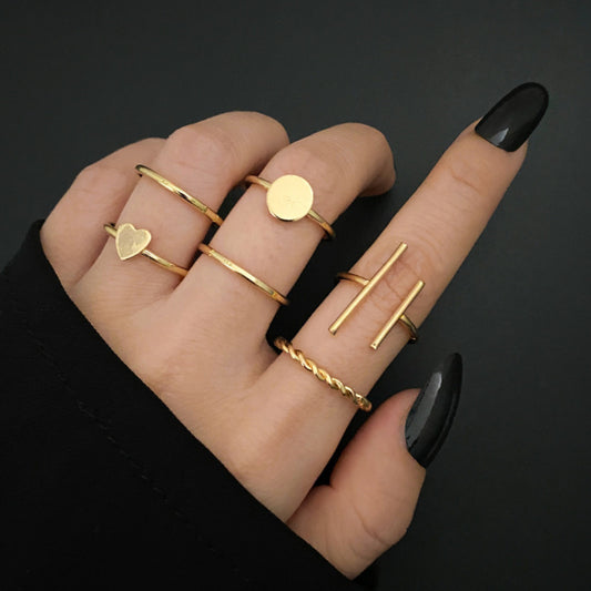Womens Geometric Alloy Ring Set Gold Articulation Rings Fashion Jewelry Simple Art Deco Knuckle Rings Trendy Knuckle