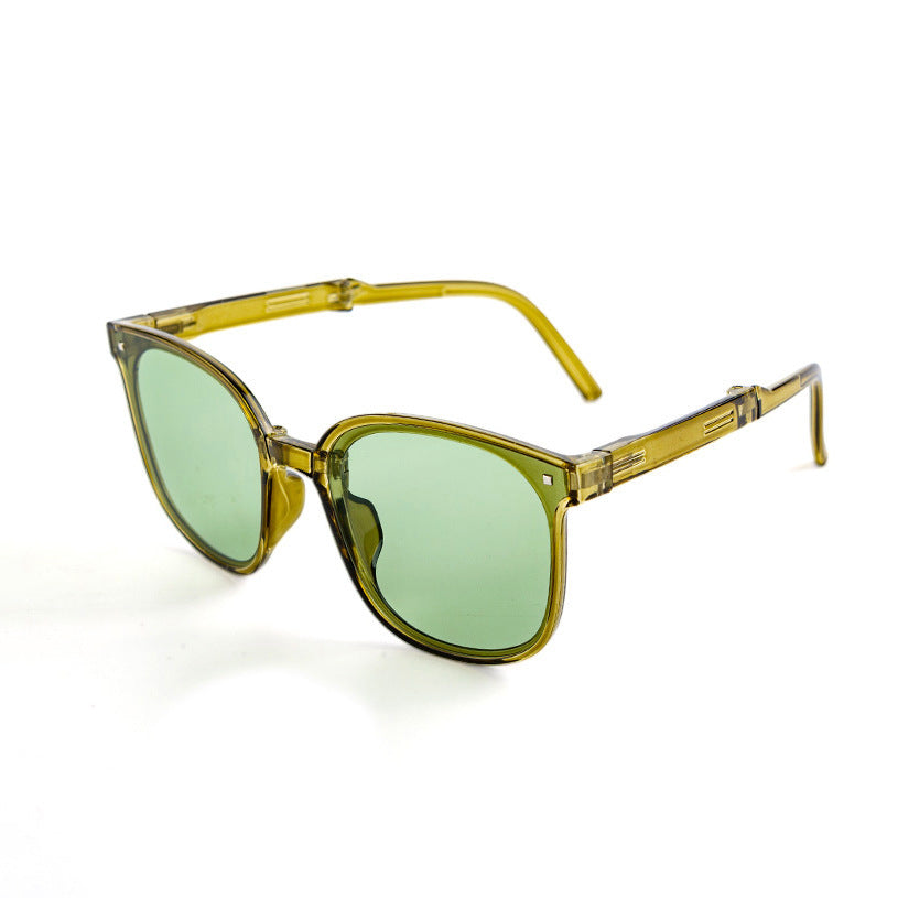 Folding Sunglasses Retro Sun Protection Glasses Resin Frame Box Eyewear With Spring Hinge To Fashion Commuting