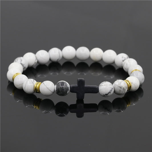 Unisex Natural Stone Beaded Bracelet Alloy Accent 8mm Beads For Men And Women Color Variants Perfect Accessory