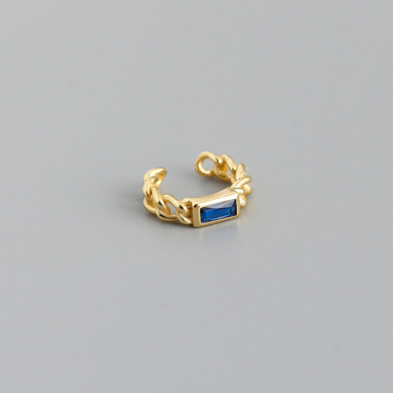 Women Non Pierced Ear Cuff Silver Chain Earring Diamond Accent Adjustable European American Fashion Jewelry Gift Ready