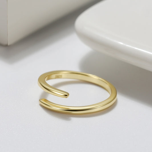 Adjustable Open Circle Ring In White Gold Or Rose Gold Elegant Minimalist Silver Jewelry For Women Gift Idea Delicate