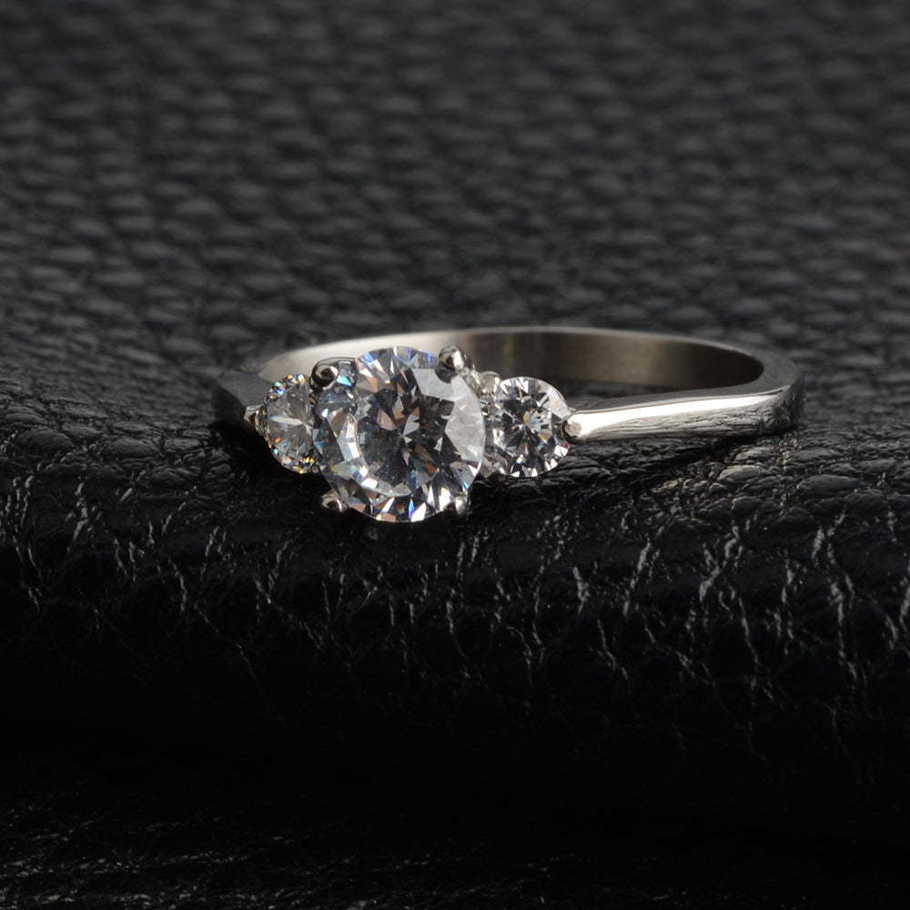 Women's Stainless Steel Heart Ring with 5A Zircon Stone Engagement Ring Perfect Gift for Her Geometric Metal Ring Available in Sizes 5 6 7 8 and 9