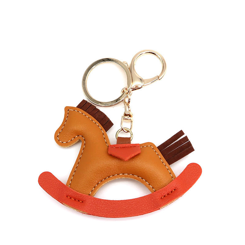 Handmade Artificial Leather Horse Keychain Pendant Exquisite Manual Craftsmanship Light Blue Orange Blue Light