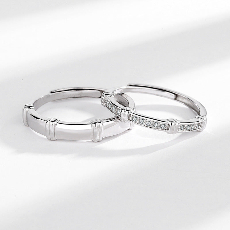 Couple Ring Set Adjustable Opening Rings For Him And Her Matching Promise Rings 925 Silver For Couples Jewelry