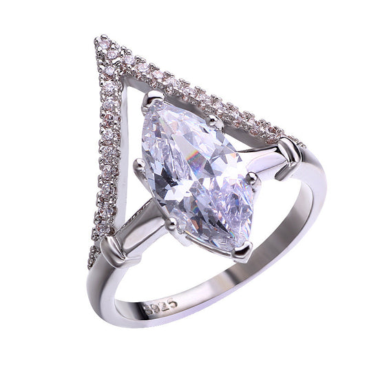 Gold Plated Egg Shaped Ring With Zircon Diamonds European Design Geometric Micro Inlaid Fashion Jewelry Statement Ring