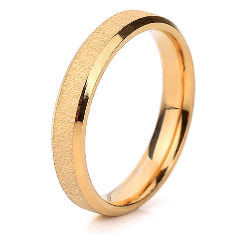 Geometric Gold Tone Stainless Steel Ring Frosted Women