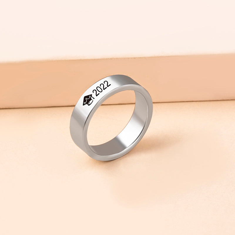 Women Stainless Steel Graduation Cap Ring Vintage Fashion Silver Class Ring Gift Ideal Keepsake For Graduation Day
