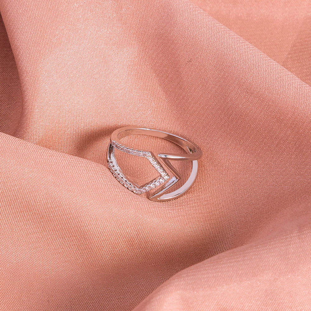 Womens Geometric Hollow Copper Ring Bracelet Adjustable Micro Diamond Jewelry Europe America Style Gleam Shine