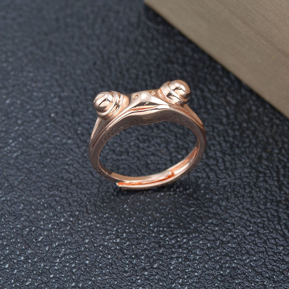 Retro Frog Ring Open Copper Band With Smooth Polished Surface Color Preserving Finish Hand Polished Craft Ring