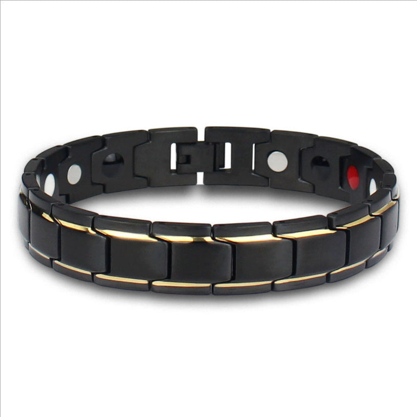 Unisex Geometric Alloy Bracelet, Electroplated Black/Gold/Silver Finish, Modern Link Chain Bracelet, 21.5cm Fashion Jewelry
