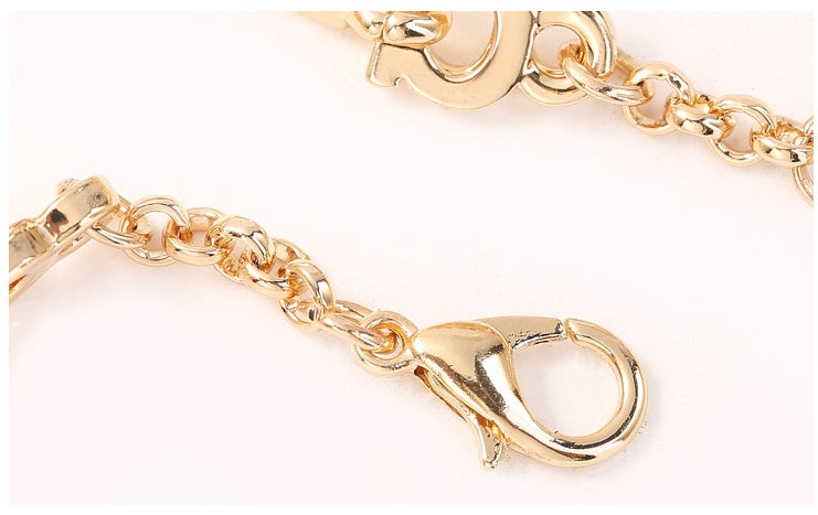 Geometric Electroplated Alloy Bracelet With Zircon Crystals And Extension Chain Korean Style Elegant Womens Jewelry