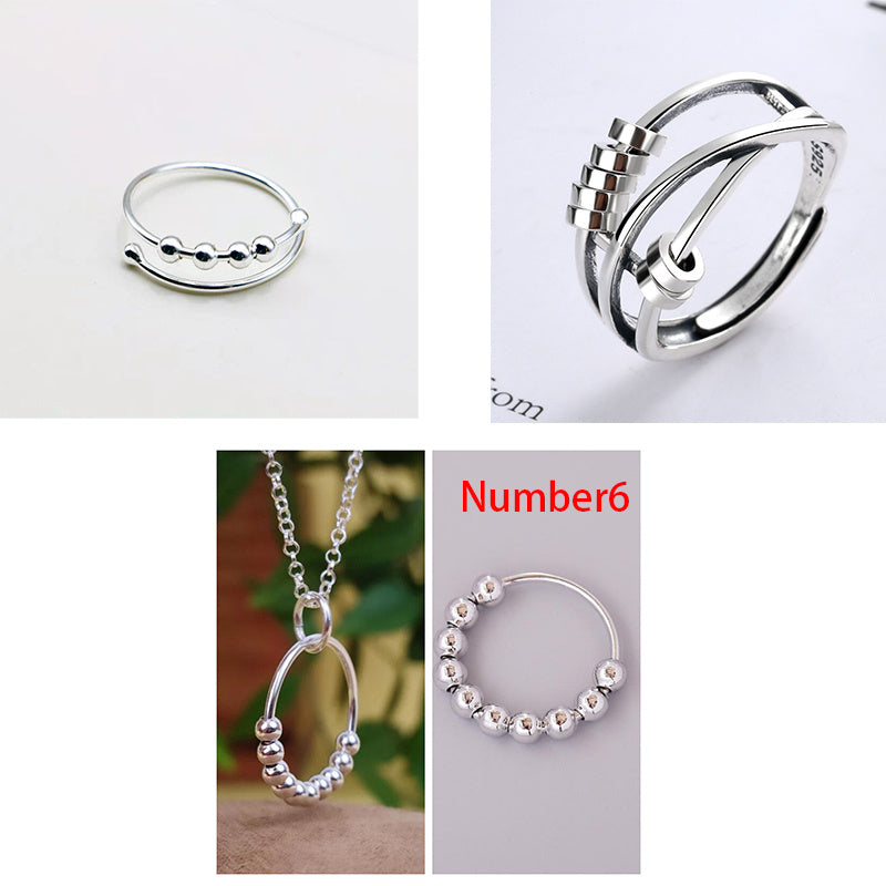 Women's S925 Sterling Silver Turnable Decompression Ring