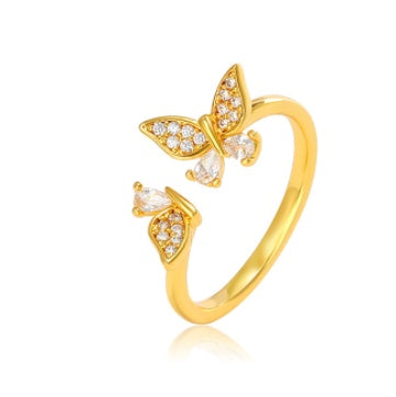 Geometric Copper Ring With Bee Design European American Fashion Statement Jewelry Fishbone Ring Golden Elegant