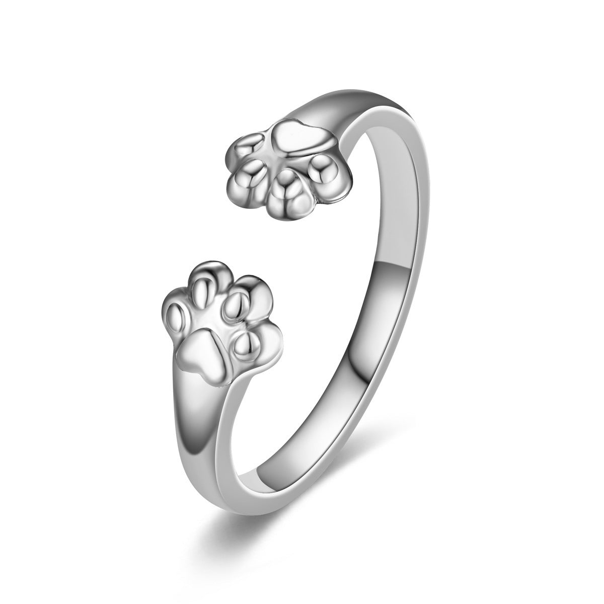 Couple Stainless Steel Ring Set Star Shaped With Cat Paw Design Matching Jewelry Band For Him And Her Together