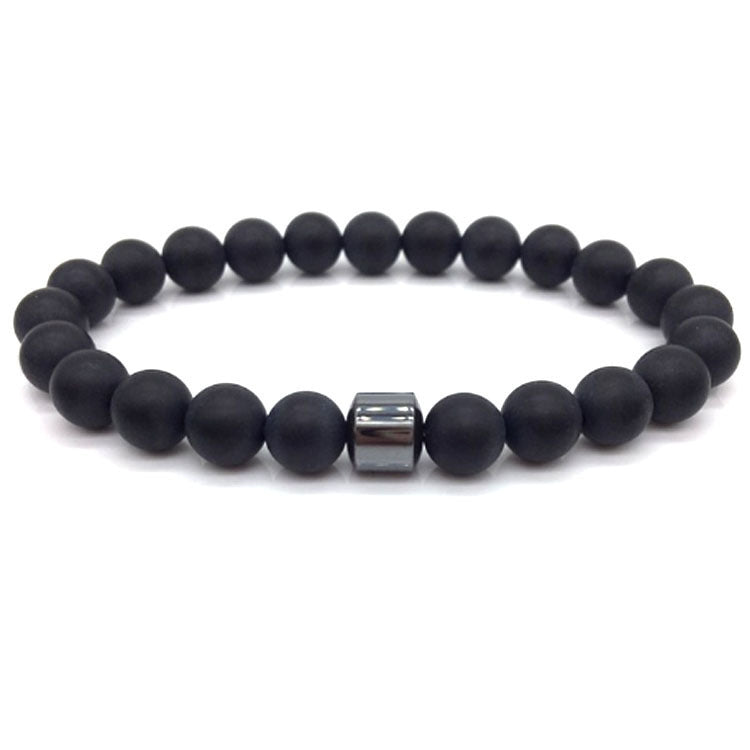 Tiger Eye Bead Bracelet Magnetic Closure Fashion Jewelry For Men And Women Gift Black Stone Accent Length 19cm