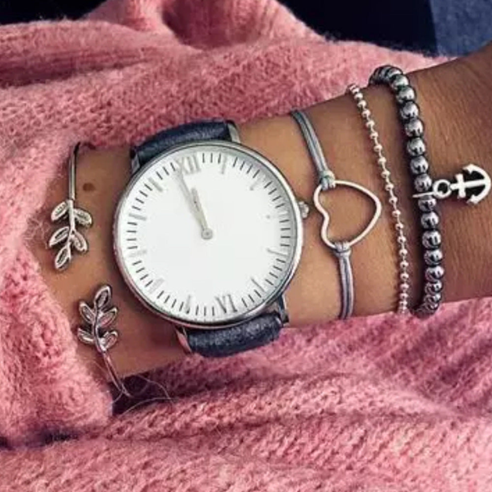 Geometric Alloy Bracelet Set With Gem Inlays Triangular Love Design Jewelry Gift For Her Collection Lightweight Chic