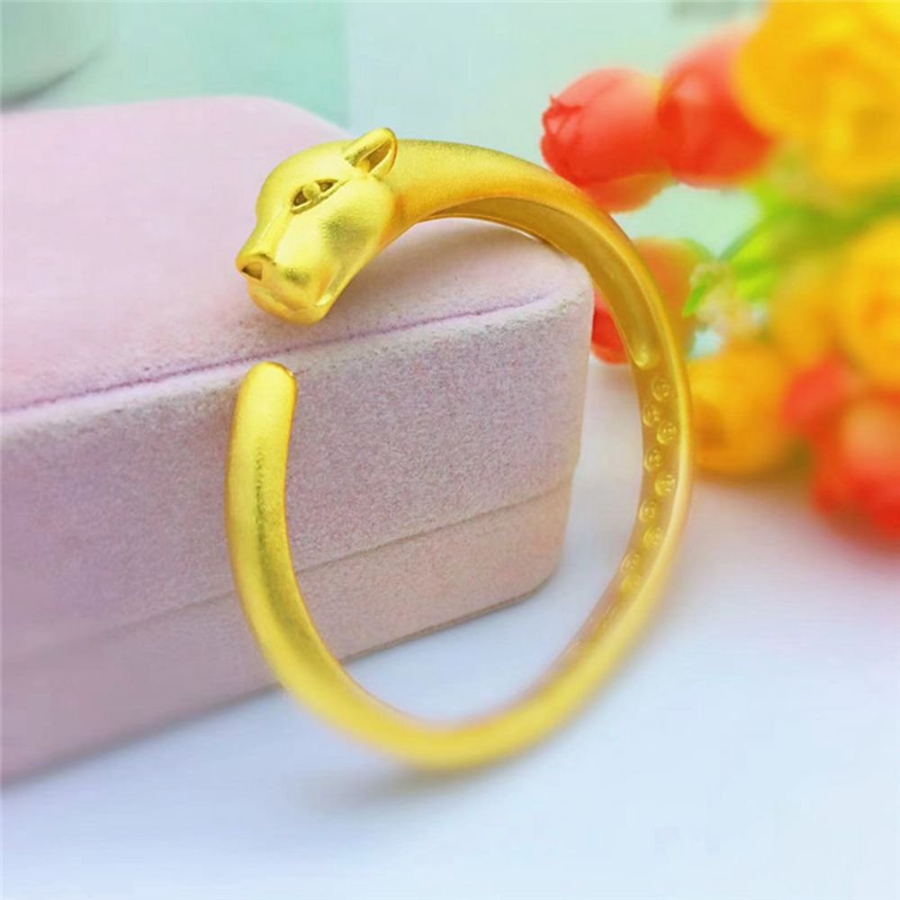 Leopard Head Bracelet Ring Vintage Copper Electroplated Fashion Jewelry Durable Unique Statement Accessory Elegant