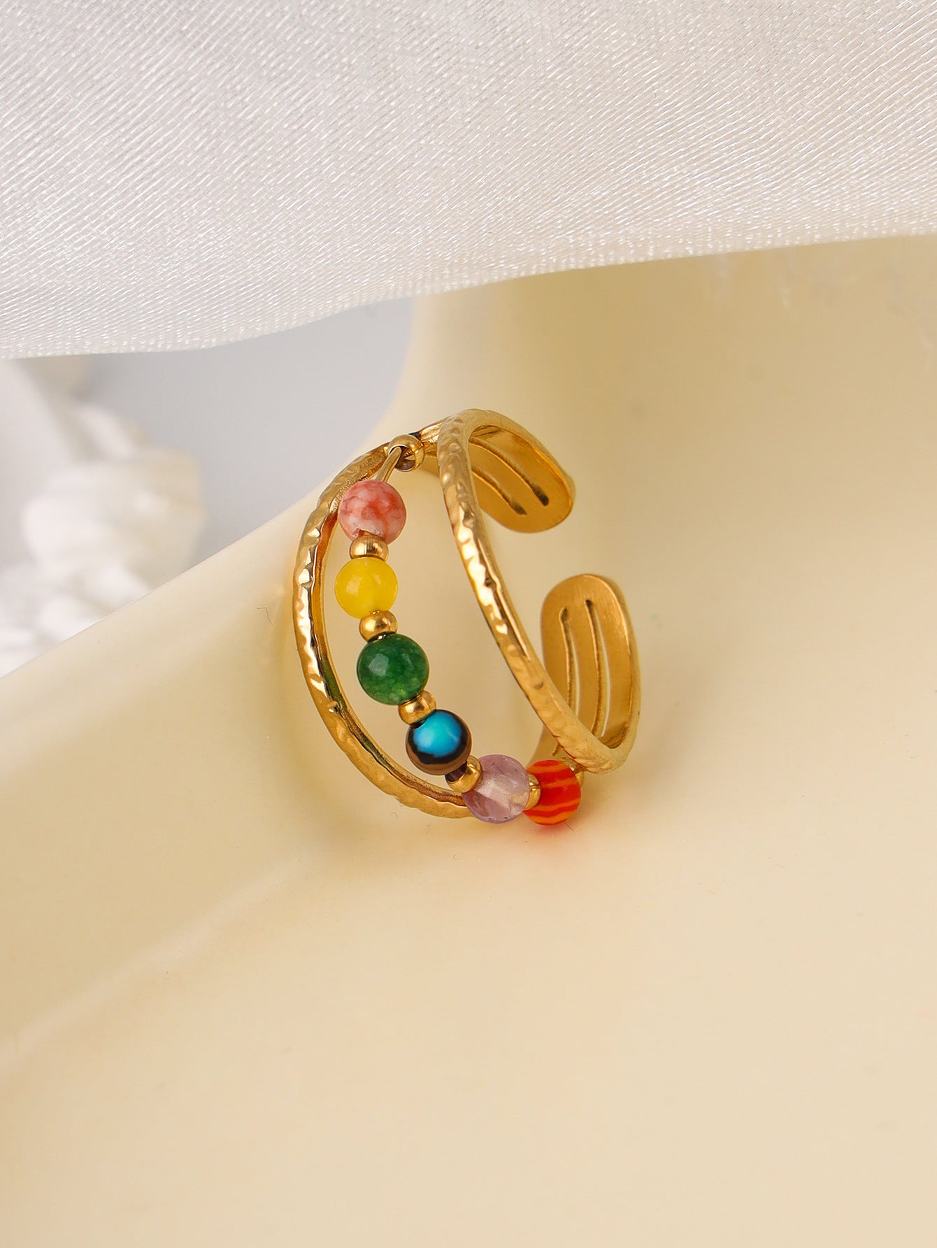 Antique Style Ring Special Interest Design Retro U Shape Stainless Steel Jewelry Wholesale Colorful Finish For Women