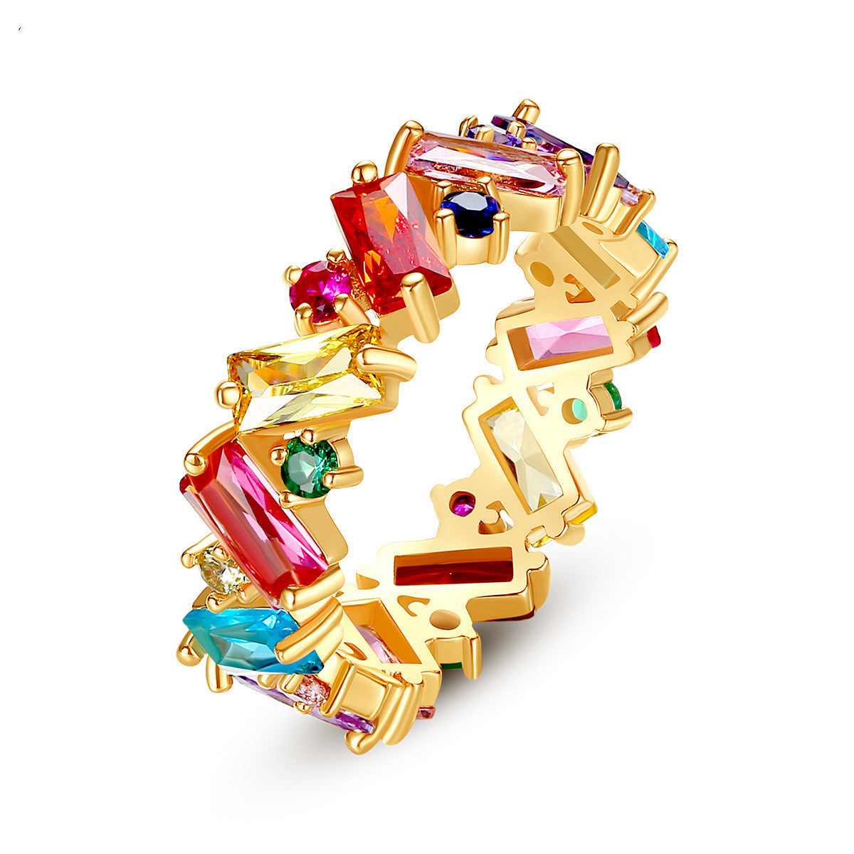 European And American Fashion Color Zircon Ring