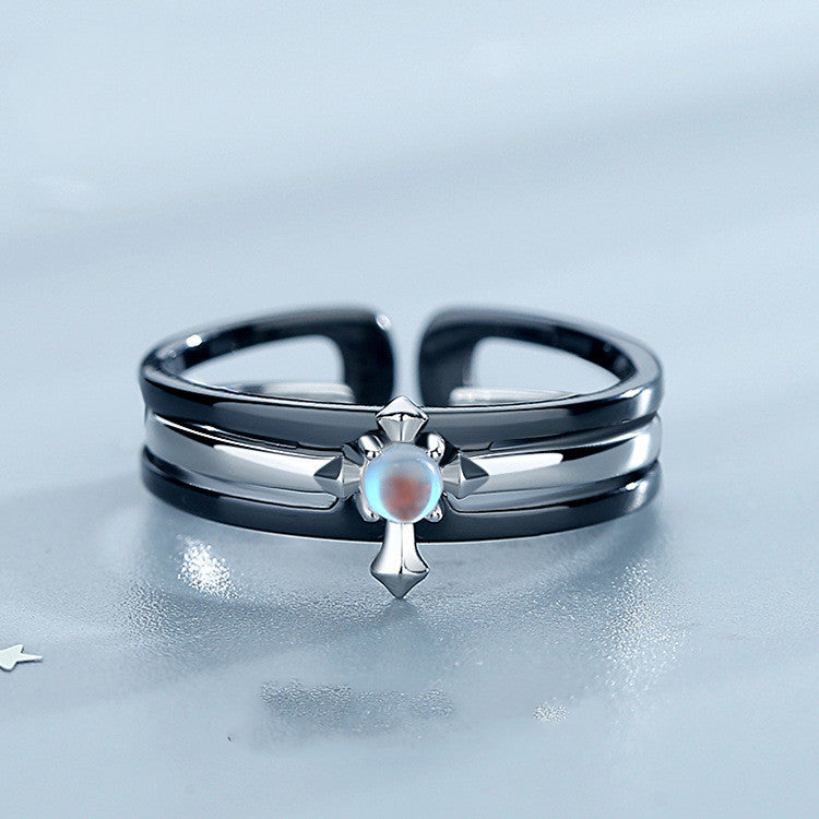Sterling Silver Adjustable Matching Couple Rings Simple Fashionable Electroplated Band His and Hers Promise Rings