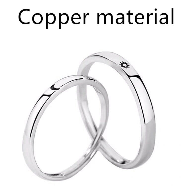 Women's S925 Sterling Silver Moon Sun Ring Adjustable Opening Korean Style Dainty Elegant Fine Jewelry Gift