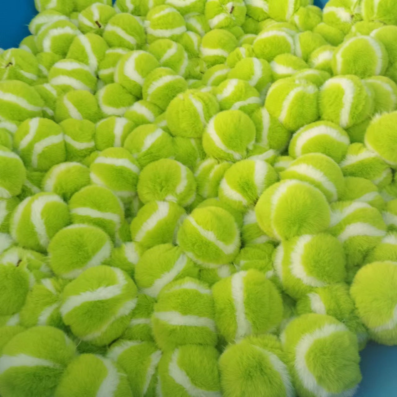 Cartoon Faux Fur Tennis Ball Keychain Ornament Handmade With Round Buckle And Belt Gift For Car Bag Christmas New Year