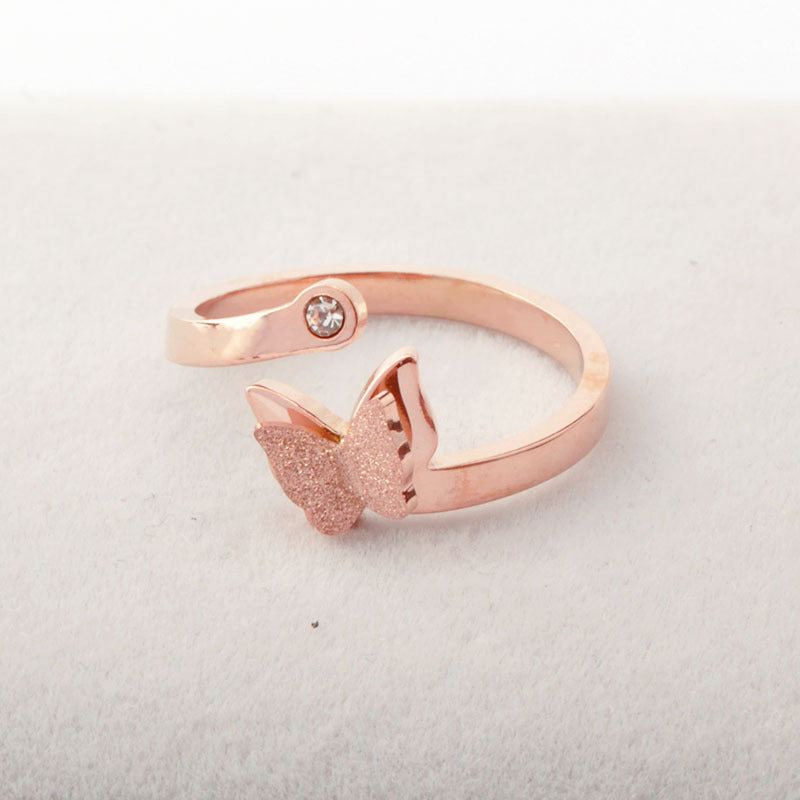 Womens Butterfly Ring Geometric Titanium Steel Rose Gold Korean Fashion Fashion Ring Gift For Her Diamond Ring