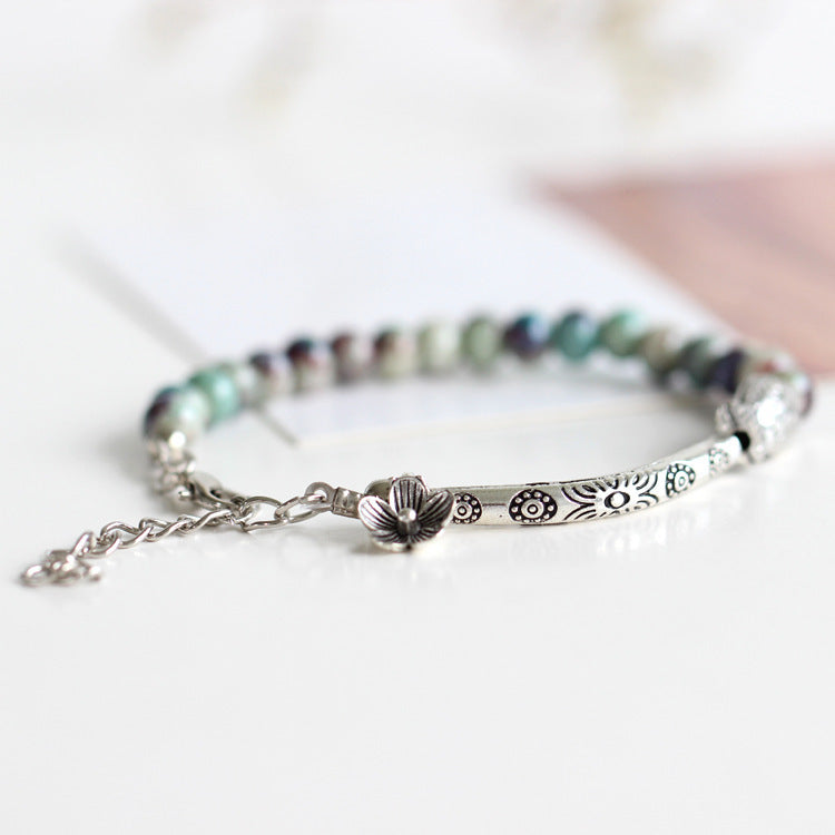 Adjustable Woven Ceramic Bracelet for Women and Girls Ethnic Braided Fashion Jewelry with Boho Charm and Shine