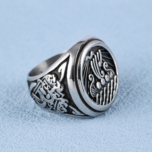 Nautical Seal Ring Alloy Jewelry for Women Sea Totem Design Fashion Everyday Wear Accessory Sizes 7 8 9 10 11 12 13