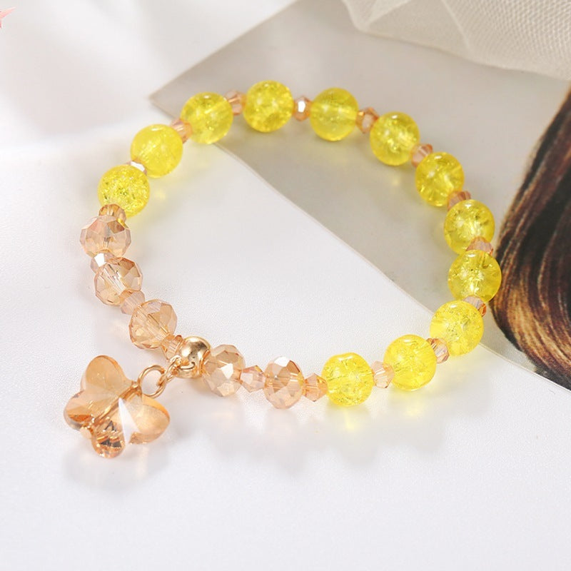 Girls Cute Bracelet With Plant Flower Plus Crystal Design Korean Beads Adjustable Childrens Bracelet 14cm 20cm