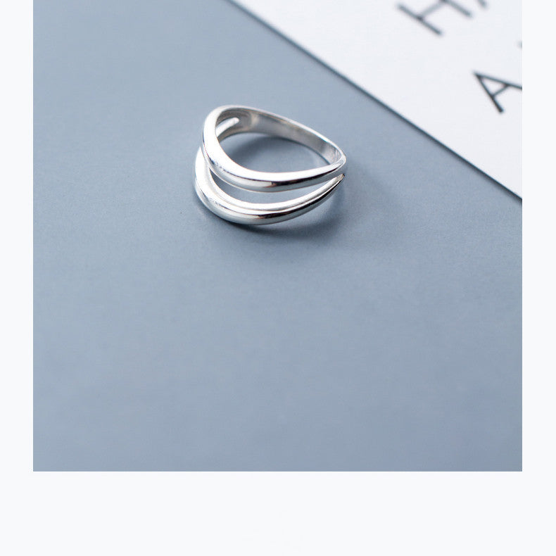 Silver Double Line Ring Minimalist Stackable Adjustable Fit Korean Style Jewelry Size Six Eight Ten Daily Wear