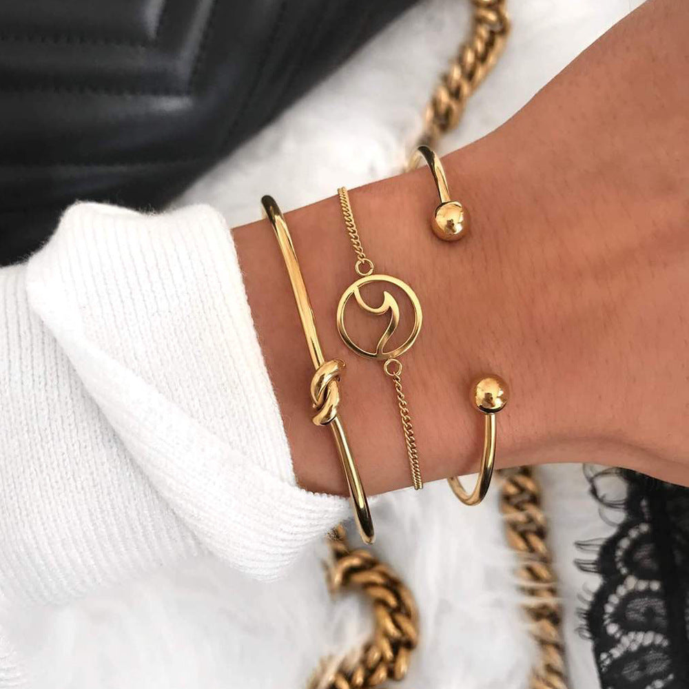 Womens Geometric Wave Knotted Bracelet Alloy Fashion Bangle Jewelry Packed Gift Diamond Design Tourism Commemorative