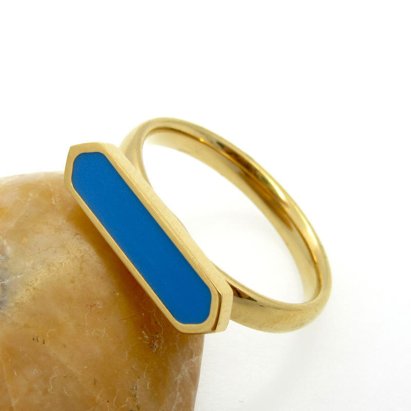 Titanium Steel Dripping Oil Ornamental Ring For Women Fashion Stainless Steel Jewelry 316L Vacuum Plated Shine