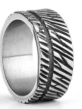 Titanium Steel Textured Ring For Unisex Wear With Modern Style And Sturdy Finish Ideal Everyday Accessory Gift