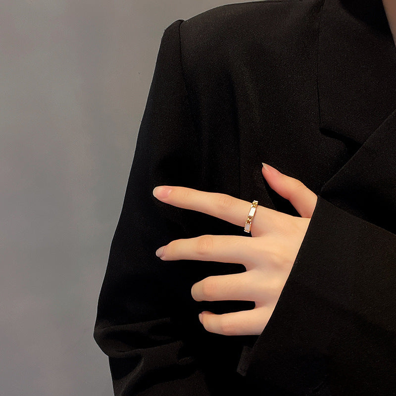 Copper Geometric Ring Adjustable Opening Retro Style For Women Lightweight Fashion Jewelry Gift Sleek Everyday Accessory