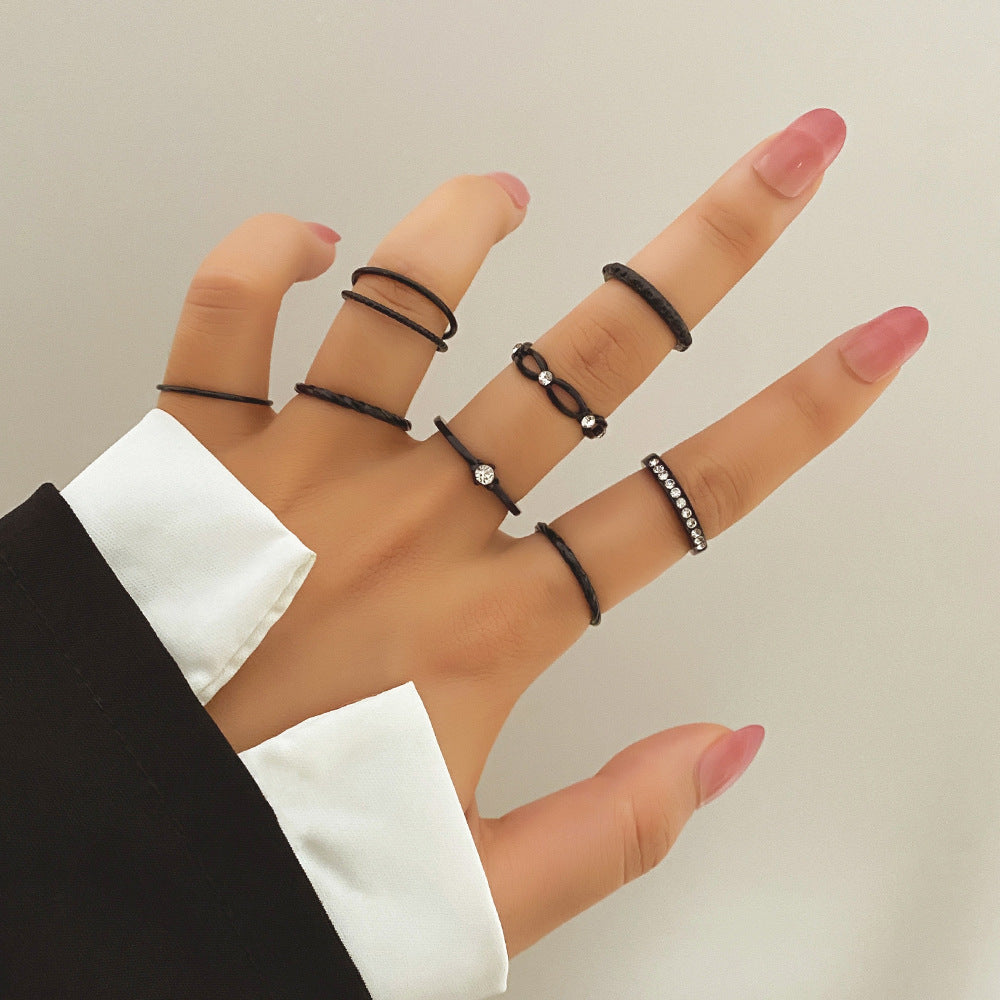 Womens Vintage Rings Set Geometric Snake Cross Jewelry