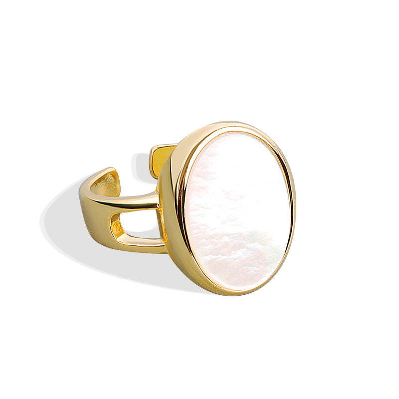 Adjustable Copper Band Ring With White Gold And Yellow Gold Tone Open Design 17.7mm Wide Everyday Elegant Look
