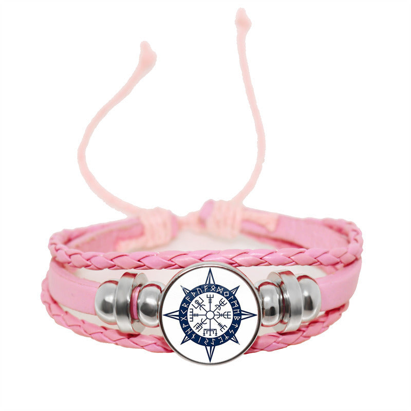 Unisex Leather Bracelet Retro Geometric Pattern Adjustable Woven Strap Wristbands Fashion Jewelry Everyday Use