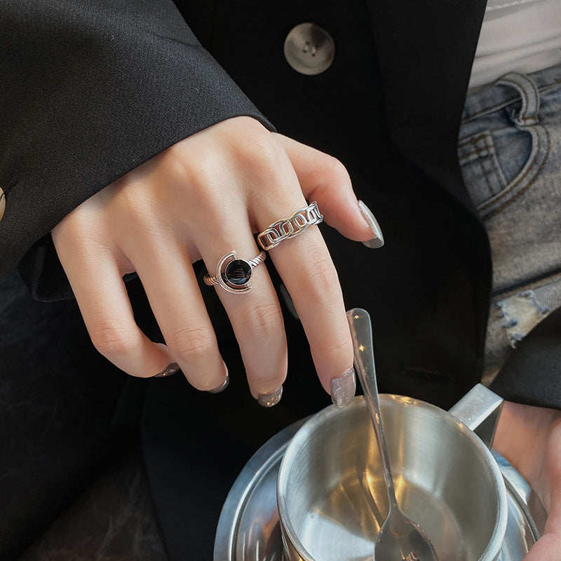 Womens Silver Plated Ring Adjustable Vintage Geometric Knuckle Ring Fashion Jewelry For Women Elegant Everyday Chic