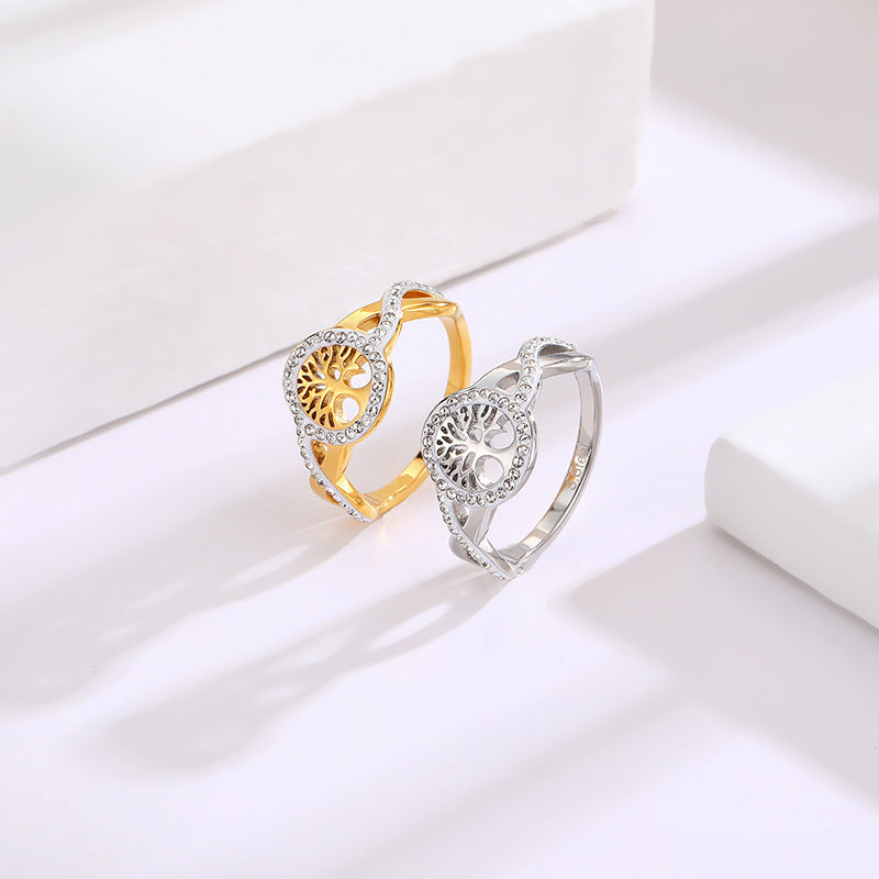 Unisex Titanium Steel Ring Hollow Open Mouth Electroplated Fashion Jewelry Durable Color Retention Modern Accessory