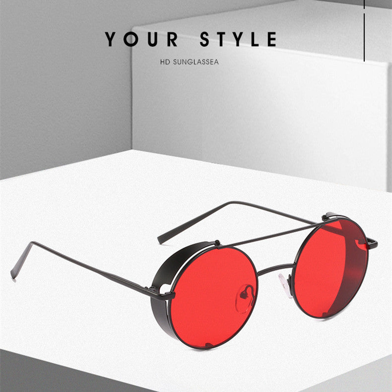 Retro Round Sunglasses Crystal Lens Double Beam Metal Frame Fashion Eyewear For Men And Women Gold And Silver Glasses