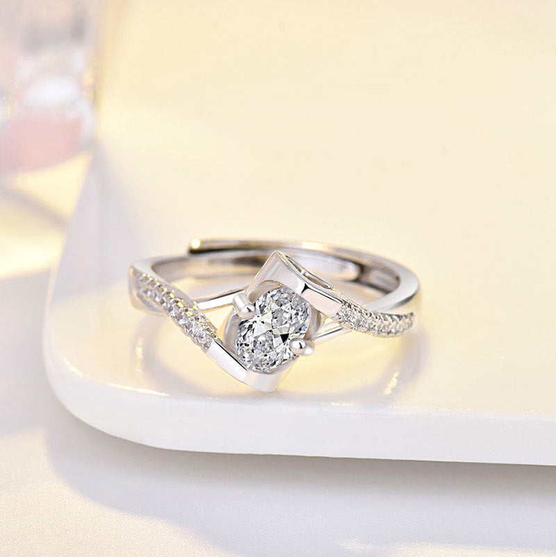 Women Adjustable Copper Gold Plated Ring With Artificial Gemstones Geometric Design Jewelry Elegant Gift For Women