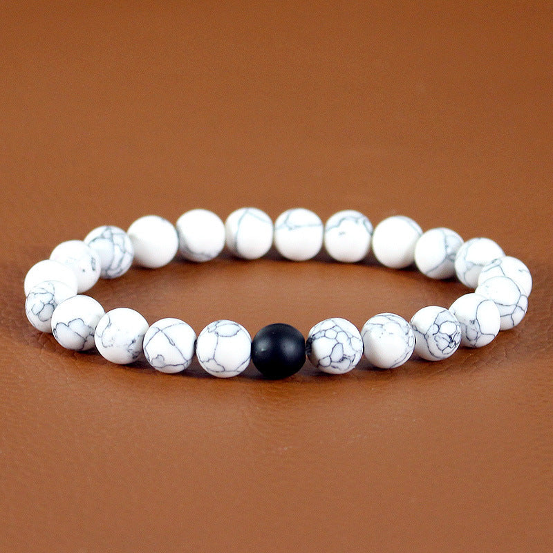 Unisex White Turquoise Beaded Bracelet Round Jewelry For Men And Women European American Fashion Durable Shine