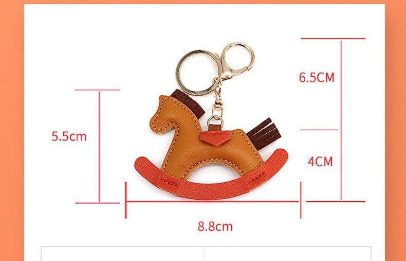 Handmade Artificial Leather Horse Keychain Pendant Exquisite Manual Craftsmanship Light Blue Orange Blue Light