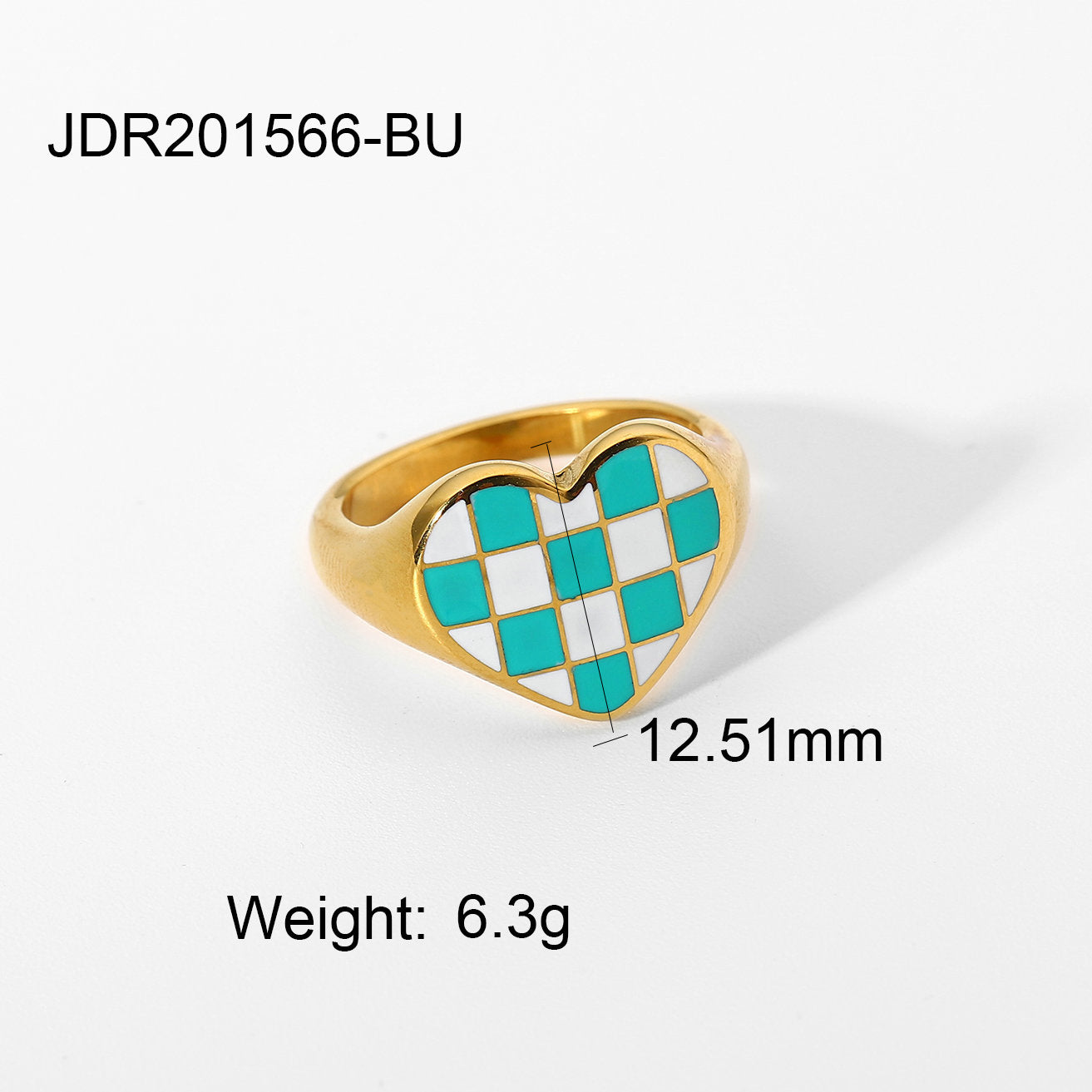 Geometric Stainless Steel Ring For Party Fashion Jewelry Plaid Chessboard Style Ring For Women Red Black Blue Colors