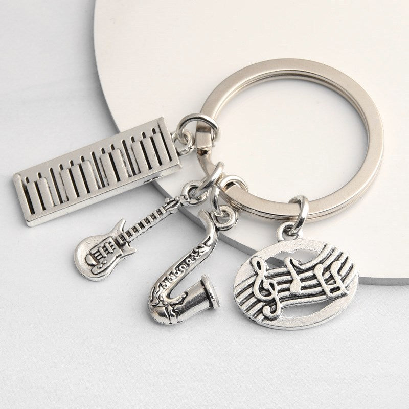 Women Fashion Alloy Keychain Guitar Charm Key Ring Metal Accessory Stylish Jewelry Everyday Carry Essential Of