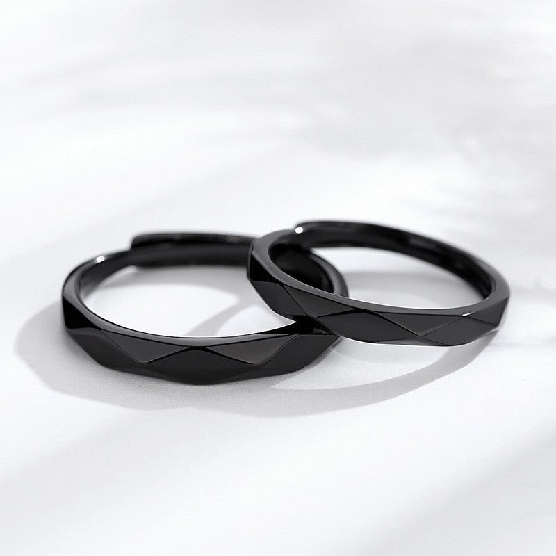 Couple Rings Set Adjustable Matching Rings Him And Her Silver Diamond Korean Elegant Simple Promise Rings Rose