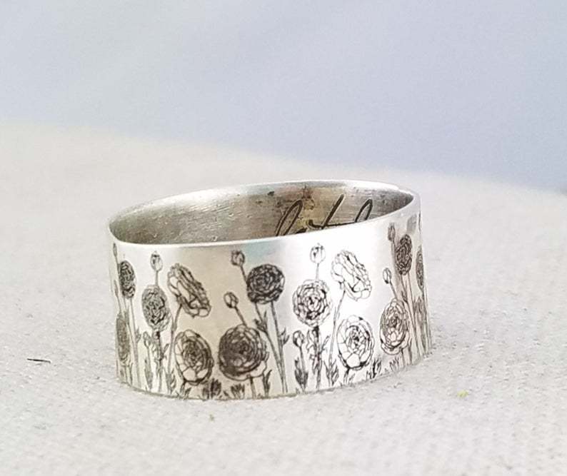Womens Geometric Ring Vintage Floral Antique Silver Finish Alloy Ring For Ornaments And Engagements Size 5 6 7