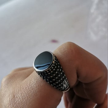 Mens Stainless Steel Totem Ring Engraved Symbolic Statement Fashion Accessory For Everyday Wear Unisex Durable