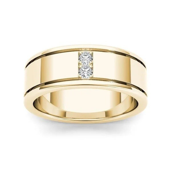 Gold Plated Ring With Simulated Diamond Geometric Alloy